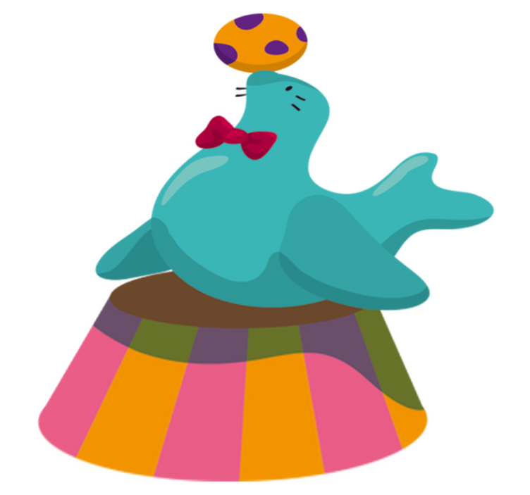 Sirkusfoka pallolla lastenhuone vinyylimatto - Tenstickers