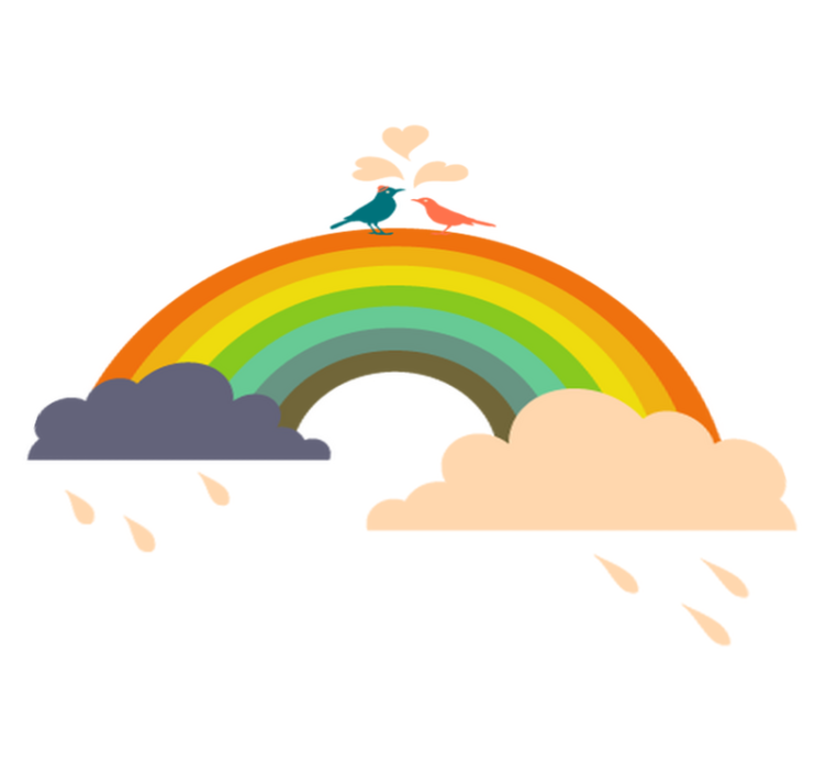 Linnut sateenkaarella lastenhuone vinyylimatto - Tenstickers