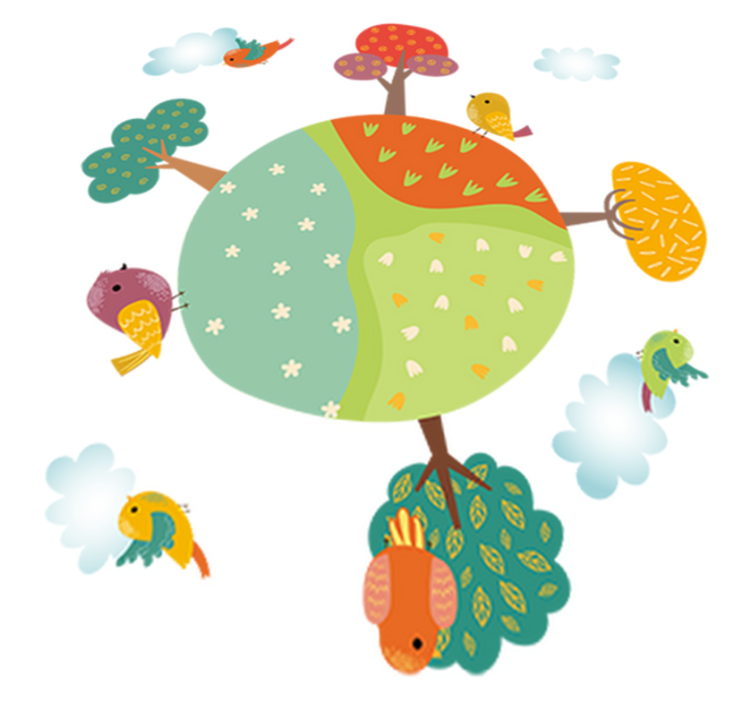 Eläinaiheinen pyöreä kevätlastenhuone vinyylimatto - Tenstickers