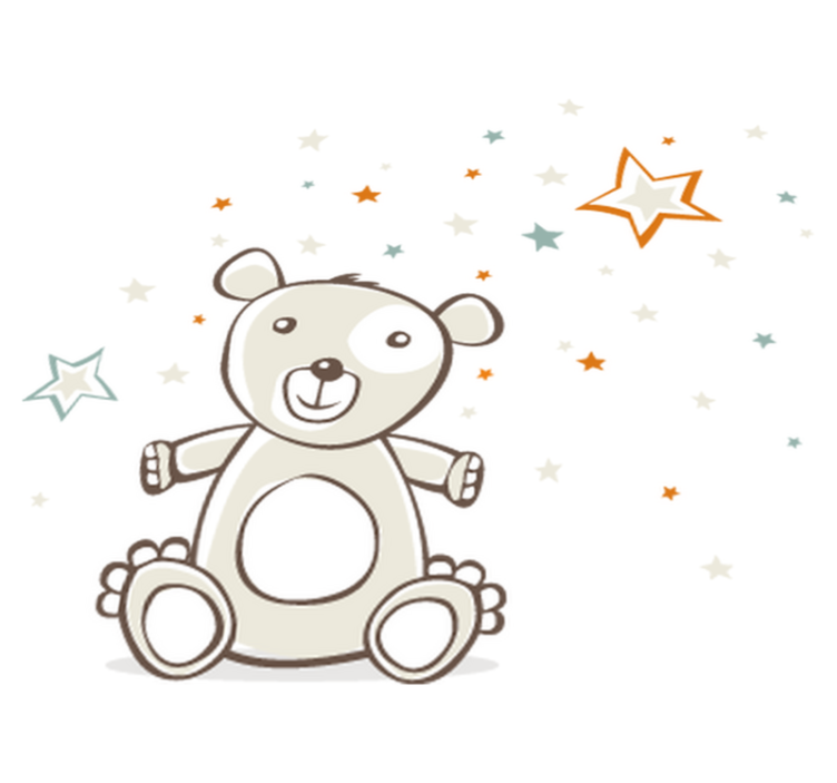 Teddykarhu ja tähdet lastenhuone vinyylimatto - Tenstickers