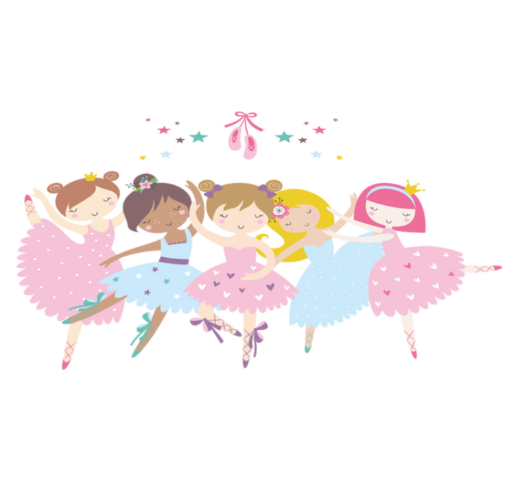 Ballettähtien värikäs kuvitus lastenhuoneen vinyylimatto - Tenstickers