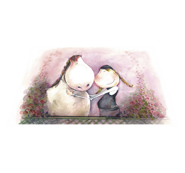 Tyttö ja hevonen lastenhuone vinyylimatto - Tenstickers