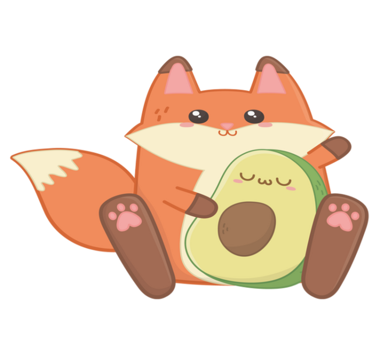 Kawaii-foxi-avokado lastenhuone vinyylimatto - Tenstickers