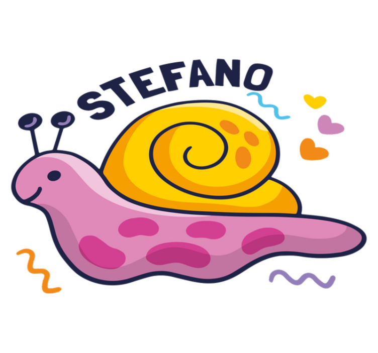 Värikäs etana nimellä lastenhuone vinyylimatto - Tenstickers