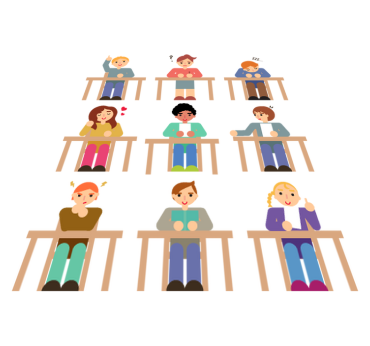 Lastenhuone vinyylimatto oppilaiden tarroilla - Tenstickers