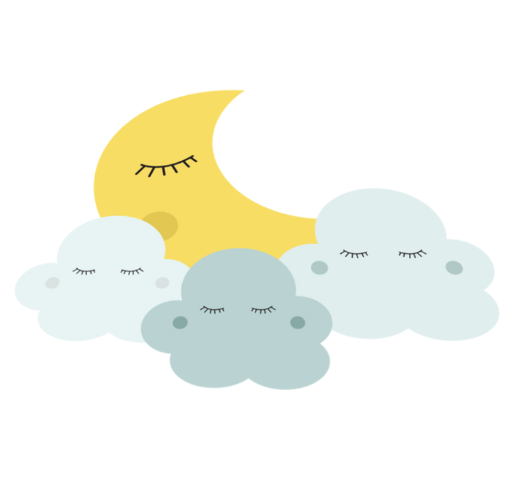 Iloinen kuu ja pilvi unessa lastenhuone vinyylimatto - Tenstickers