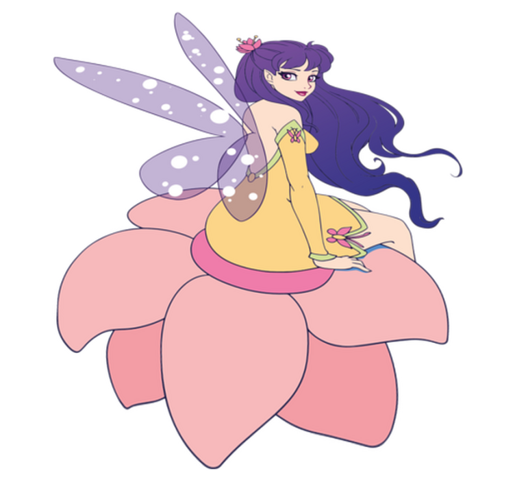 Söpökeiju istuu kukalla lastenhuone vinyylimatto - Tenstickers