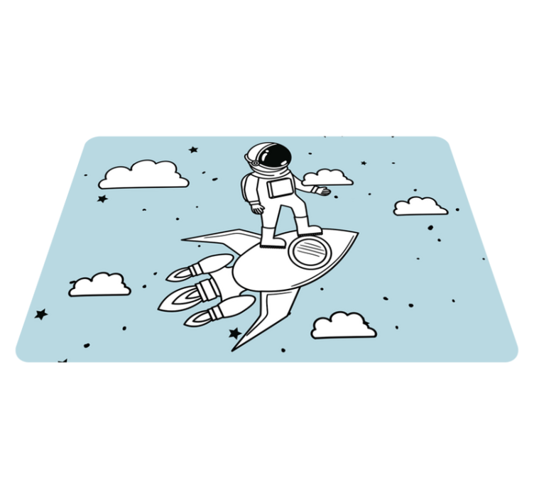 Rakettiastronautti ja tähdet lastenhuone vinyylimatto - Tenstickers