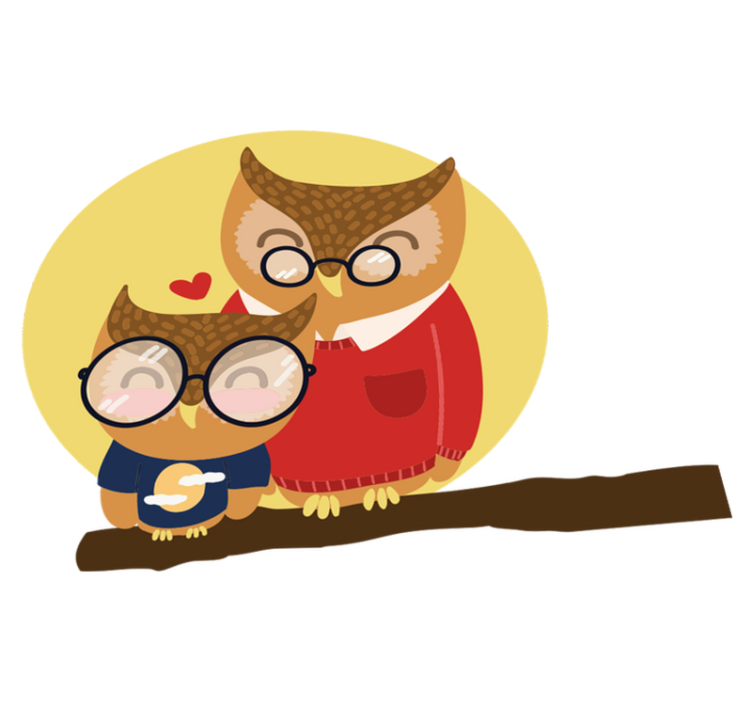 Poika ja isä pöllö lastenhuone vinyylimatto - Tenstickers