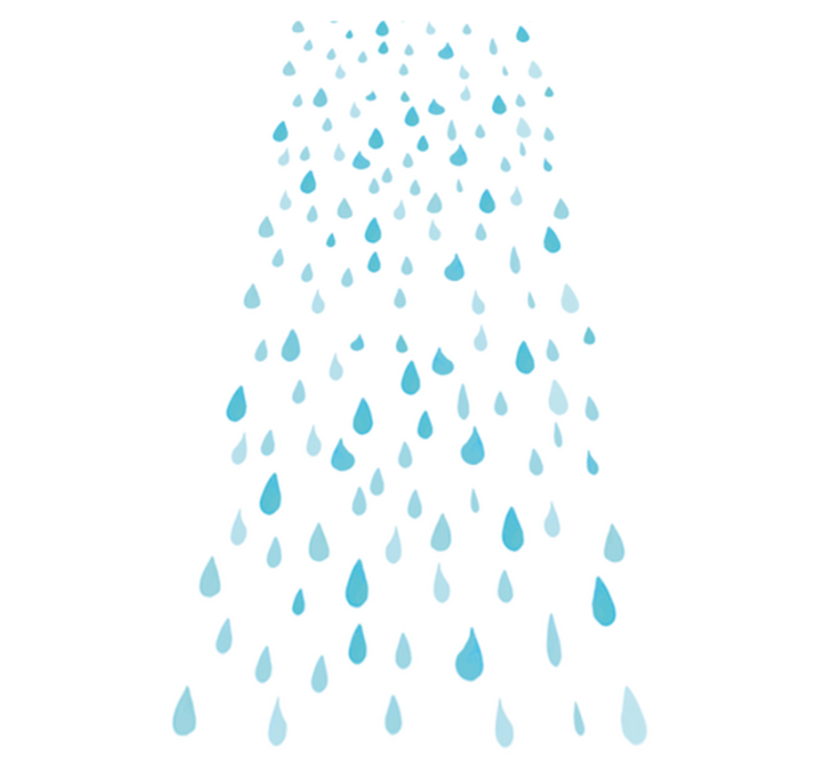 Sininen vesiväri-vesipisarat kylpyhuoneen vinyylimatto - Tenstickers