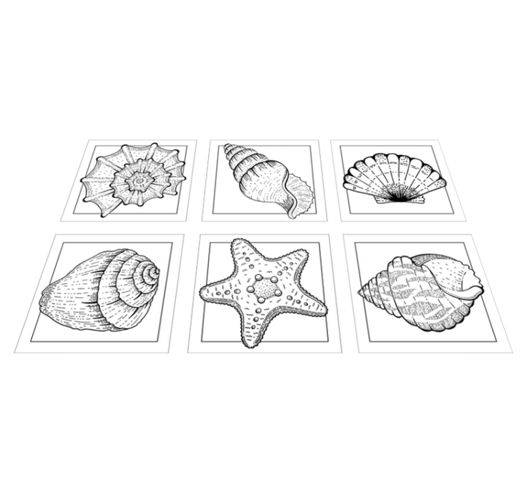 Merielämä ja simpukat kylpyhuoneen vinyylimatto - Tenstickers