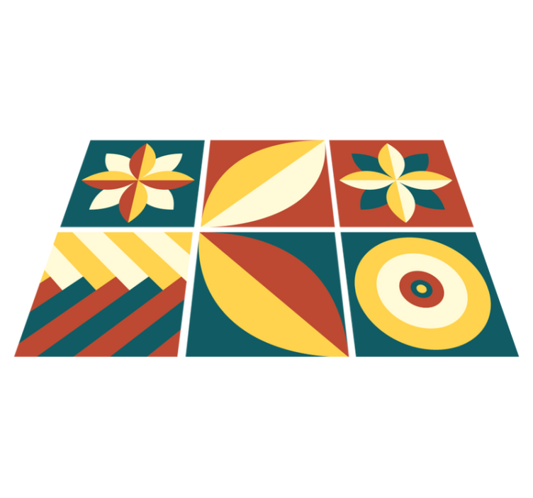 Vihreä-oranssi kuviovinyylimatto kylpyhuoneeseen - Tenstickers