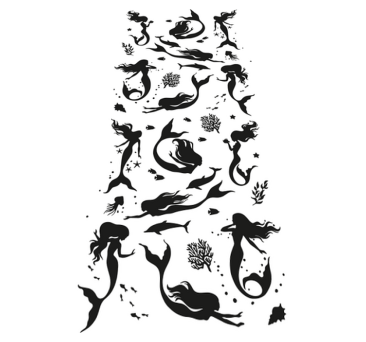 Kylpyhuoneen vinyylimatto merenneitoaiheella - Tenstickers