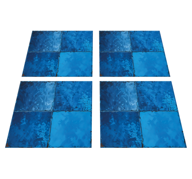 Kylpyhuoneen vinyylimatto merensinisen neliökuvion kanssa - Tenstickers