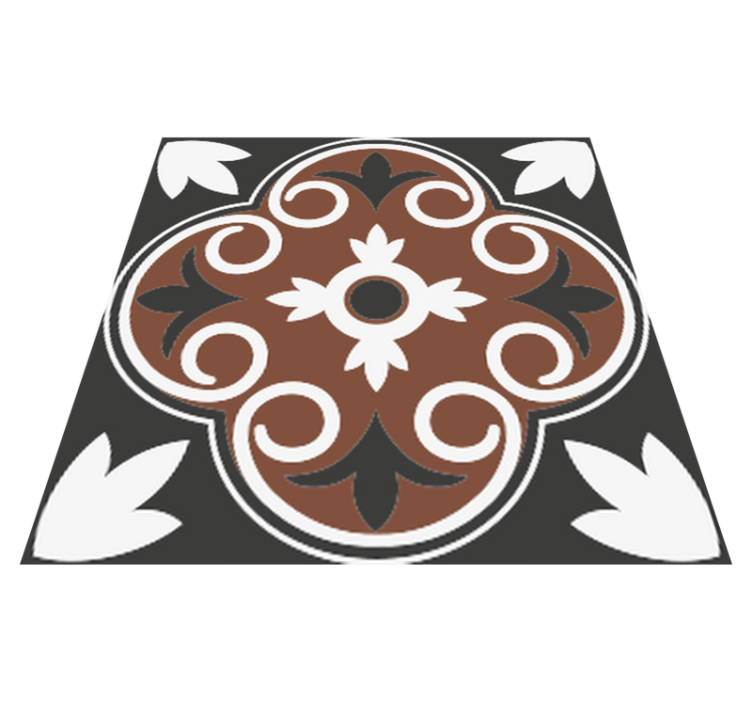 Harmaa ja ruskea vintagekuvio kylpyhuoneen vinyylimatto - Tenstickers