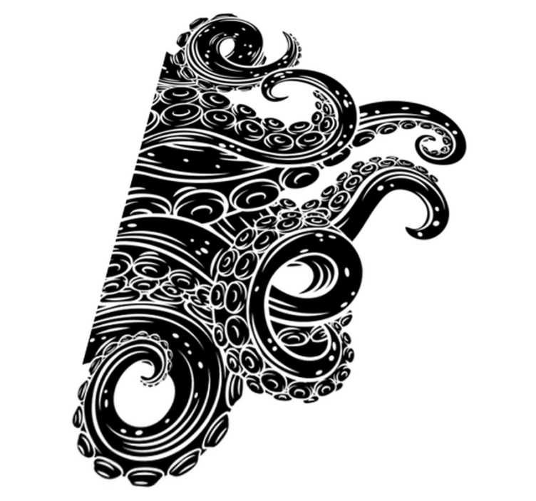 Kylpyhuoneen vinyylimatto mustekalan lonkeroilla - Tenstickers