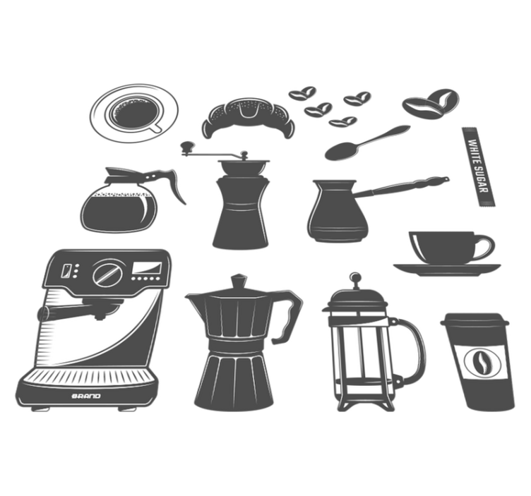 Kahvisetti keittiön vinyylimatto - Tenstickers