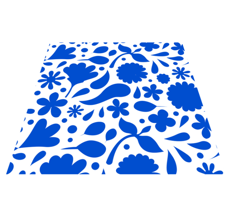 Delftinsininen monivärinen kukkakeittiön vinyylimatto - Tenstickers