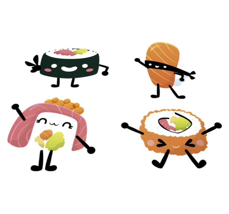 Kawaii sushi keittiön vinyylimatto - Tenstickers