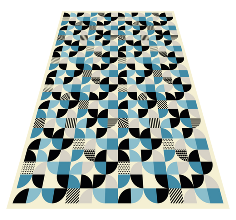 Retro sininen bauhaus-kuvio keittiön vinyylimatto - Tenstickers