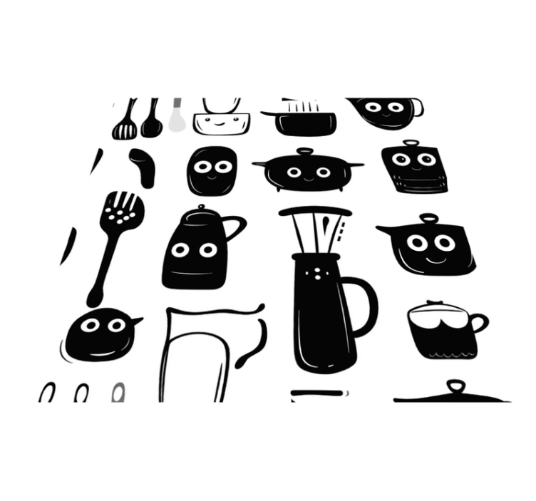 Piirretyt mustat välineetkeittiön vinyylimatto - Tenstickers