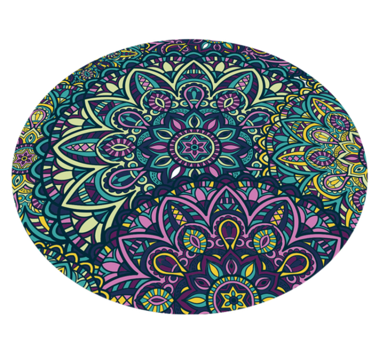 Ihmeellinen pyöreä koostumus mandala vinyyli matto - Tenstickers