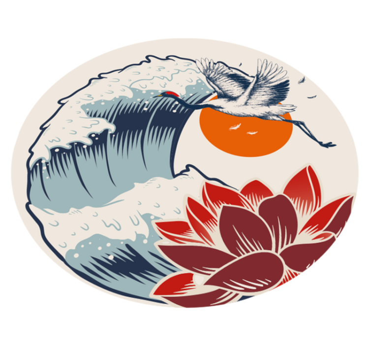 Nosturi valtameren auringonlasku eläin vinyylimatto - Tenstickers