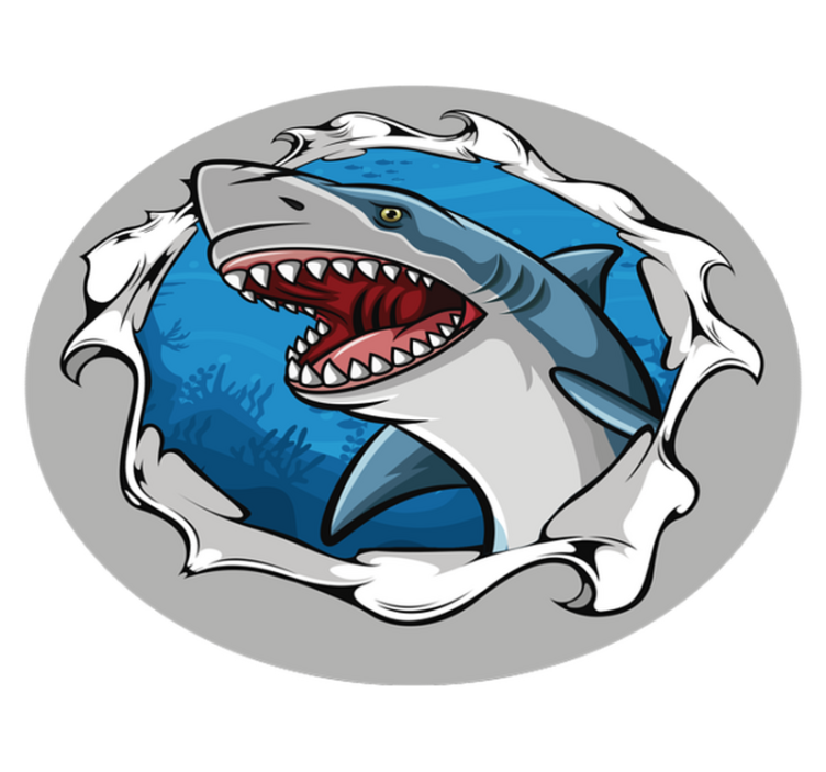 Hieno iso hai 3d eläin vinyylimatto - Tenstickers