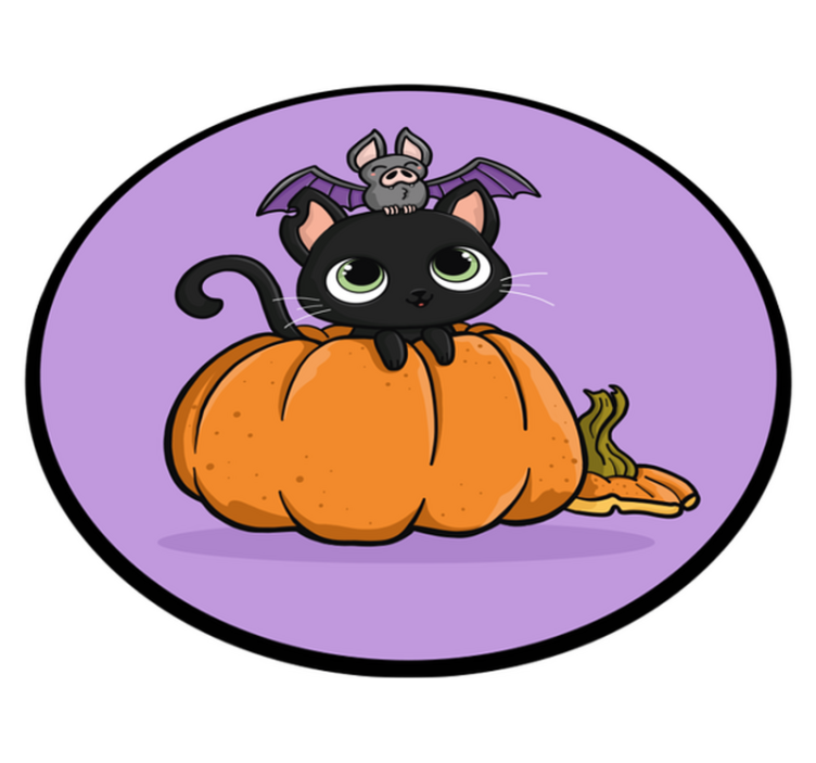 Kurpitsa ja kissa halloween vinyylimatto - Tenstickers