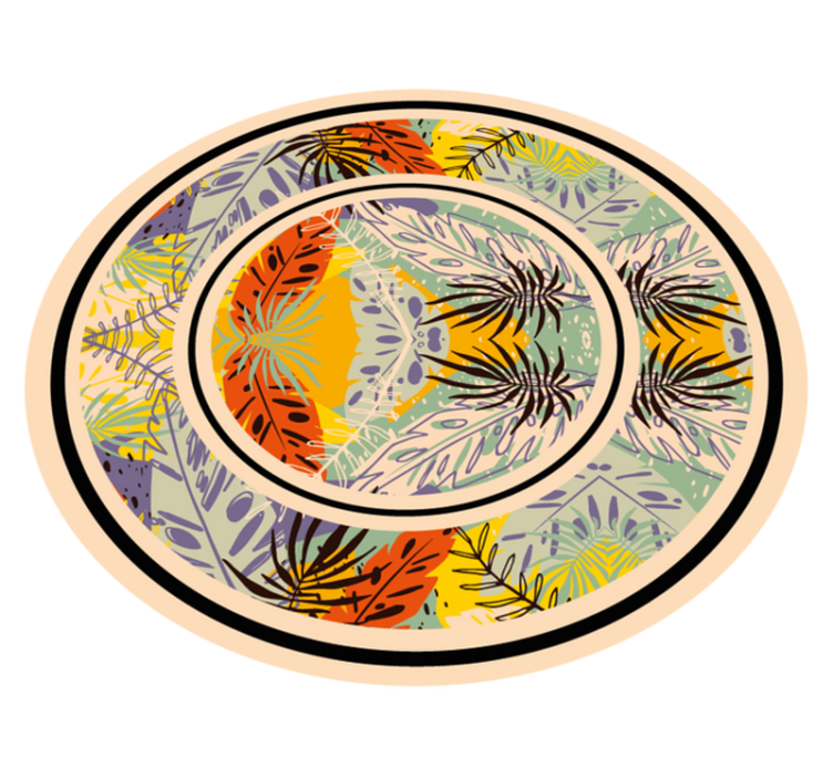 Kasvitieteellinen pyöreä kuvio kukka vinyylimatto - Tenstickers