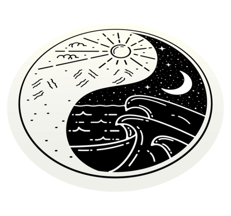 Yin yang aurinko ja kuu moderni vinyylimatto - Tenstickers