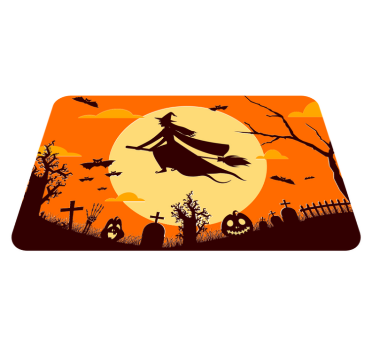Lentävä noita halloween vinyylimatto - Tenstickers
