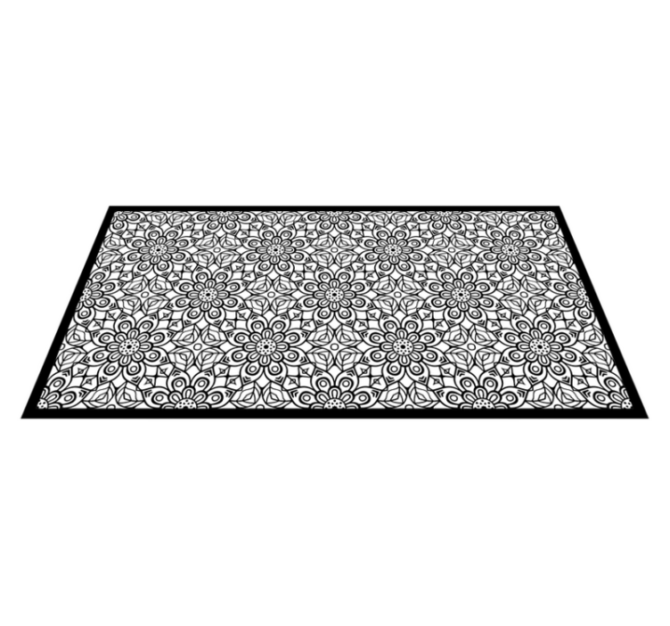Mustavalkoinen mandalakuvio vinyylimatto mandala - Tenstickers
