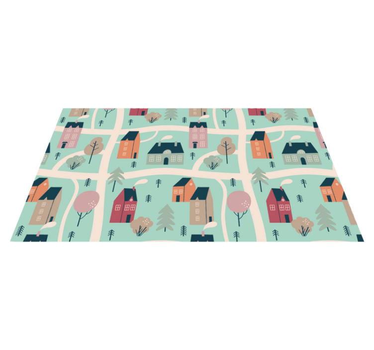 Lapset leikkivät kylässä lastenhuone vinyylimatto - Tenstickers