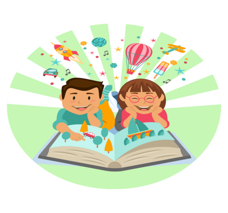 Mielikuvituksellista luettavaa lastenhuone vinyylimatto - Tenstickers