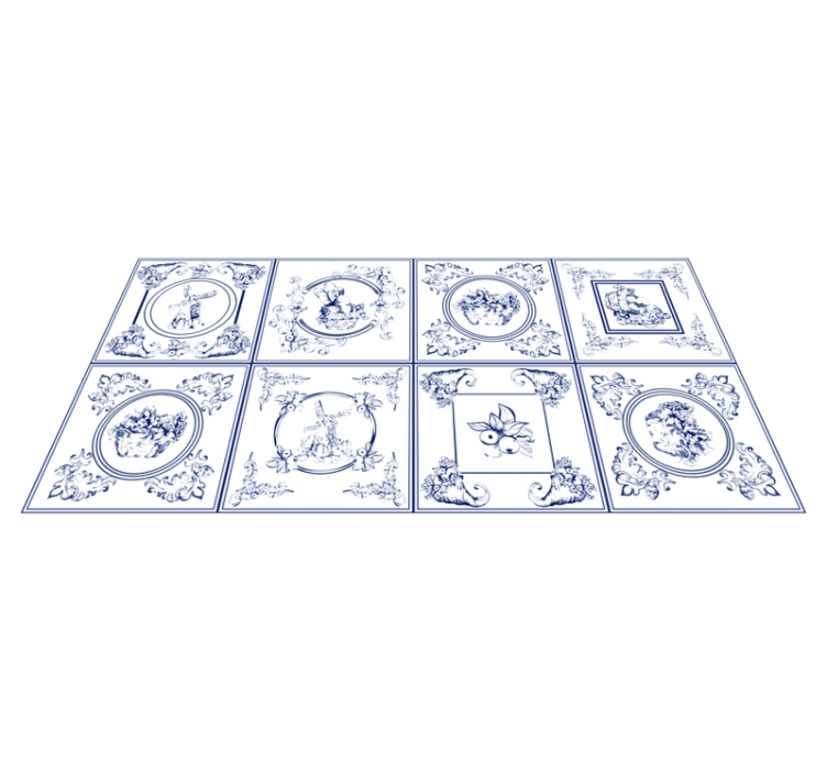 Vintage siniset laatat laatta vinyylimatto - Tenstickers