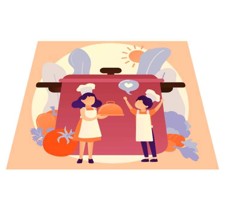 Kulinaarisia hahmoja lastenhuone vinyylimatto - Tenstickers