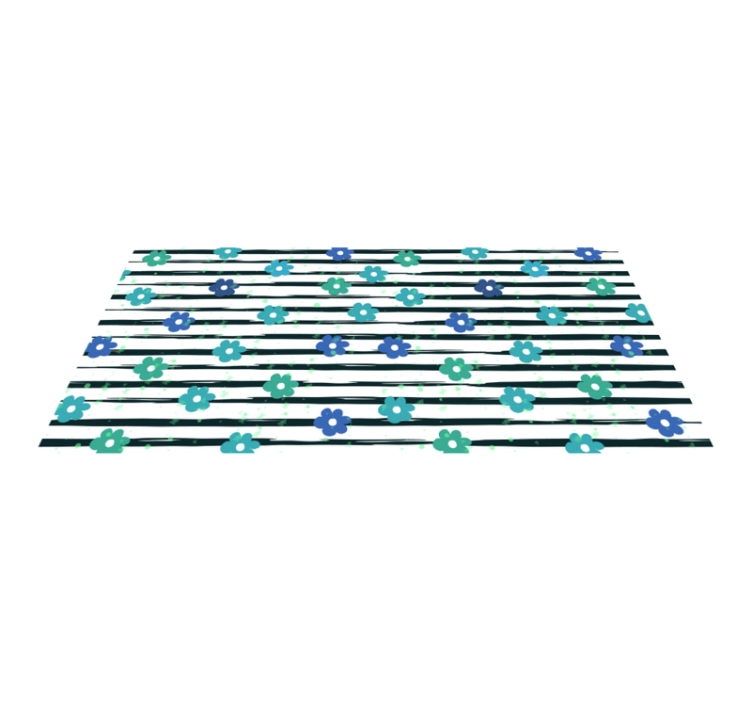 Kukka raidallinen muotoilu vinyylimatto keittiöön - Tenstickers