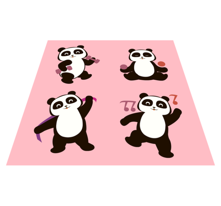 Panda tanssimotiivi lastenhuone vinyylimatto - Tenstickers