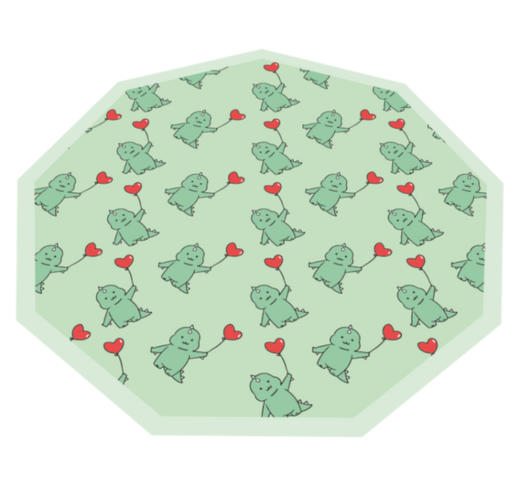 Vihreät lohikäärmeet sydämillä lastenhuone vinyylimatto - Tenstickers