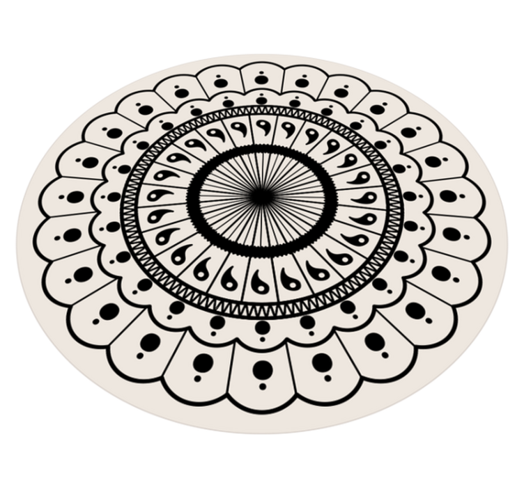 Pyöreä boho mandala Vinyylimatto makuuhuoneeseen - Tenstickers