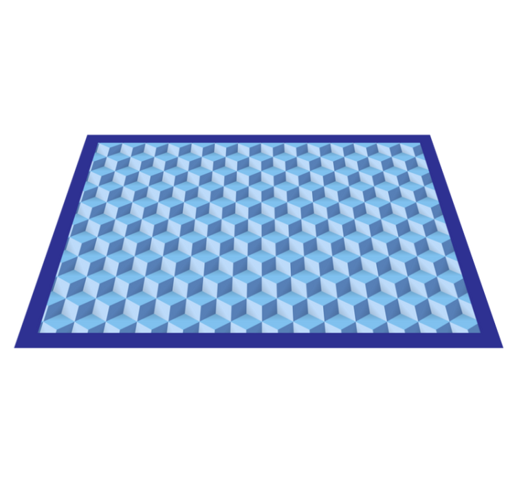3d-kuutiollinen sininen geometrinen vinyylimatto - Tenstickers