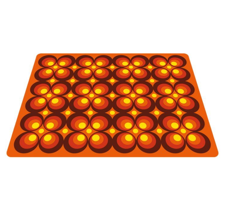 70-luvun pop-keltaiset ympyrät vinyylimatto retro - Tenstickers