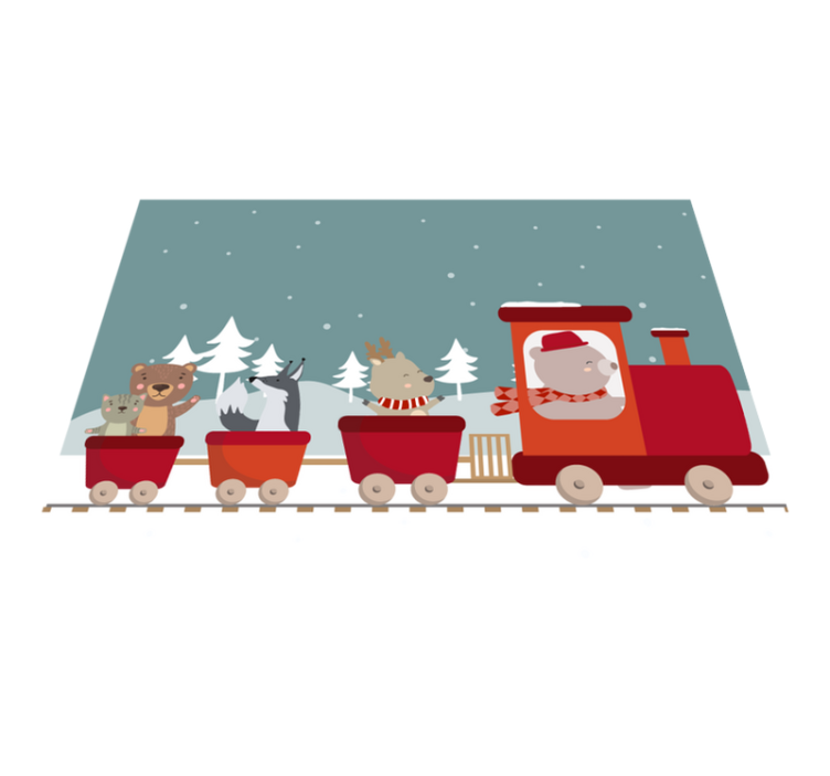 Eläinjunaseikkailu vinyylimatto - Tenstickers