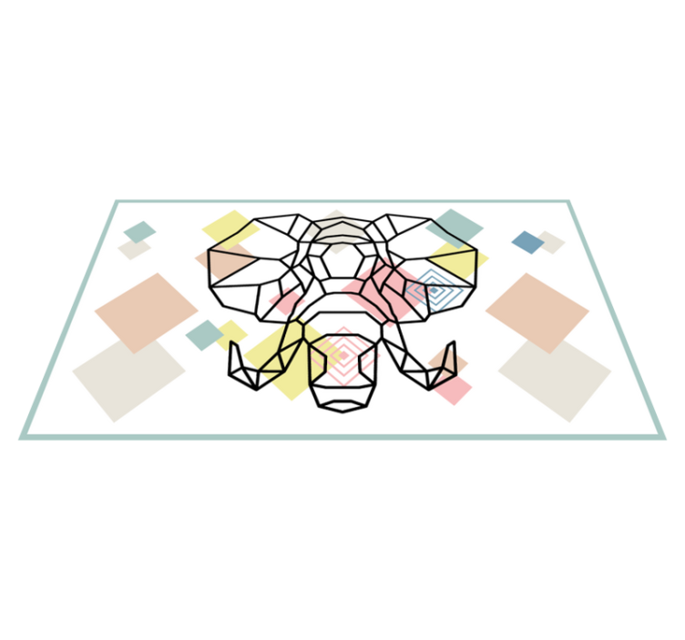 Origiami-elefantin pää moderni vinyylimatto - Tenstickers