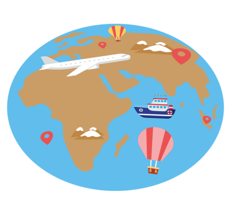 Matkan inspiroima seikkailu maailmakartta vinyylimatto - Tenstickers