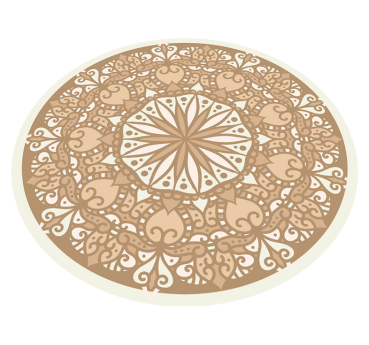 Pyöreä beige mandala mosaiikki vinyylimatto mandala - Tenstickers