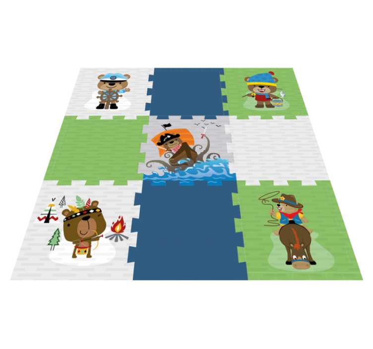 Söpö karhuseikkailu vinyylimatto - Tenstickers