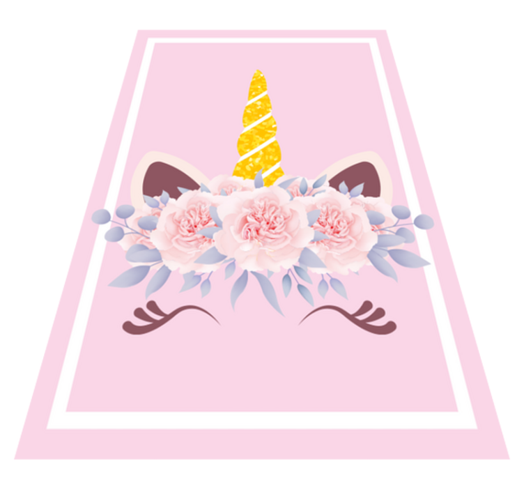 Yksisarvisen kukka-taikuutta lastenhuone vinyylimatto - Tenstickers