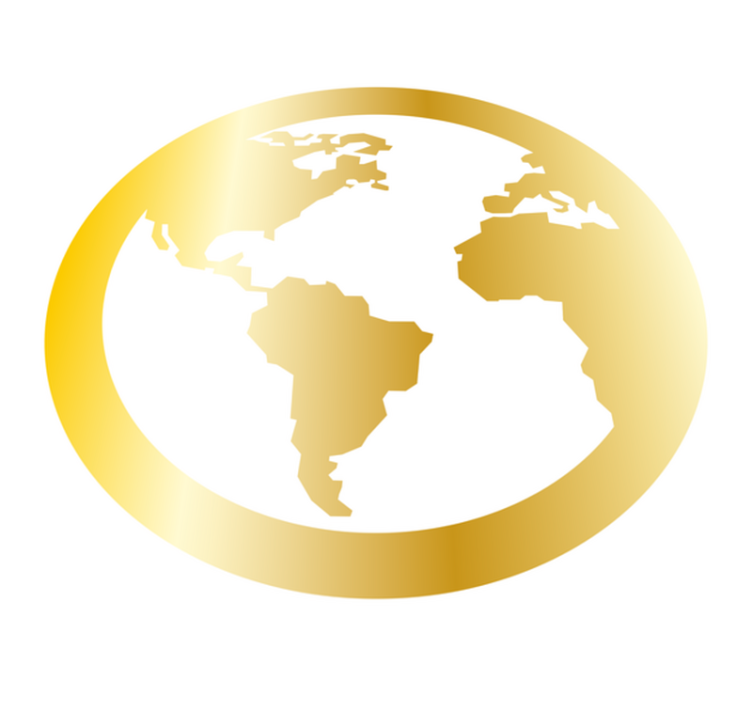 Kultaisen maapallon motiivi maailmakartta vinyylimatto - Tenstickers